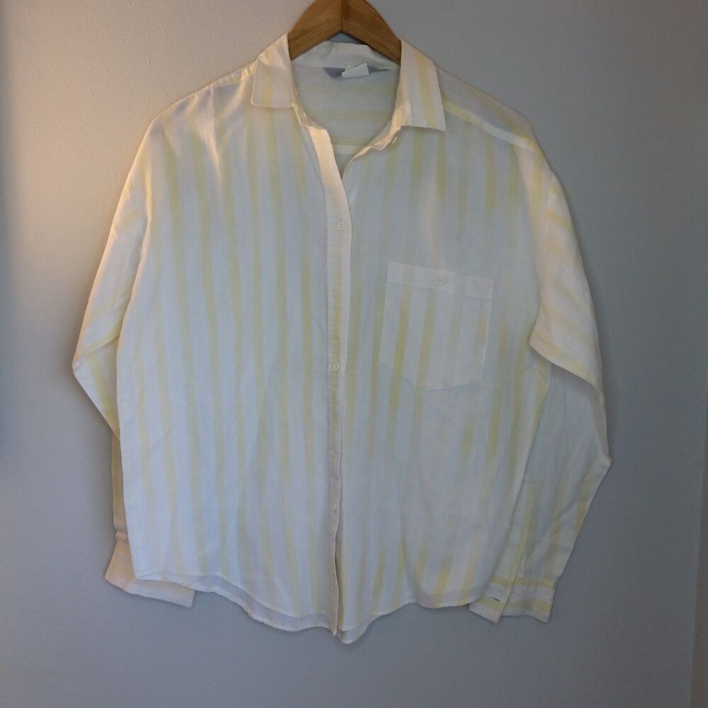 Shirtcraft Button Front Shirt Womens M White Striped Long Sleeve y2k 90s boho